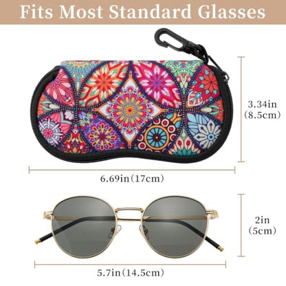WOZEAH Double Eyeglass Case with 2 Compartments, Travel Eyewear Organizer for Two Pairs of Glasses - color: Mandala2