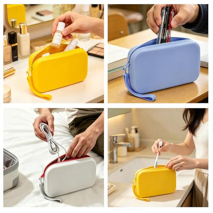FuninCrea Silicone Makeup Bag, Waterproof Silicone Makeup Brush Holder Pencil Case with Wrist Strap, Small Cosmetic Bag for Purse Compact Travel Cosmetic Pouch for Lipstick Toothbrush (Blue) - color: Blue