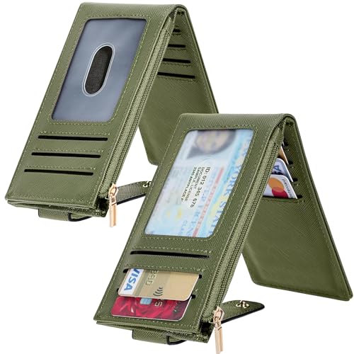 Chelmon Women's RFID Slim Card Holder Wallet - color: Green Army