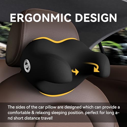 U-Shaped Car Headrest Pillow for Sleeping, 100% Memory Foam Car Pillow - color: Pack of 1/Black/U-shaped