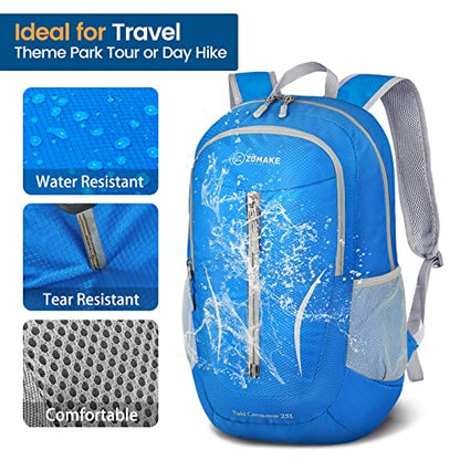 ZOMAKE Lightweight Packable Backpack 25L, Foldable Hiking Daypack - color: Dark Blue