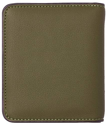 Toughergun Women’s Small Slim Leather Wallet with RFID Protection, Compact Bifold Mini Purse with Clear ID Window - color: 15 ReNapa Green Army