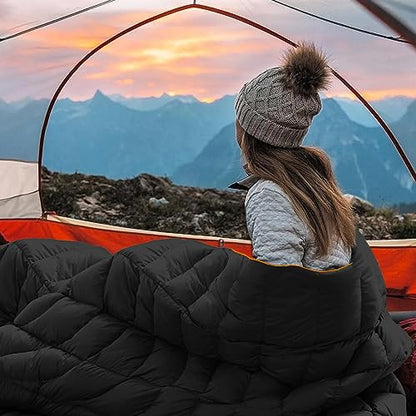 Camping Blanket Puffy Camp Blanket Large Outdoor Blanket - color: Black, size: 52"x75"