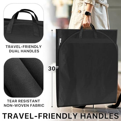 Simple Houseware 60" Travel Garment Bag, 5" Gusset Lightweight, 3 Pack - size: 60-Inch, 3-Pack, Black