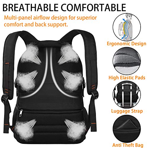 LTINVECK Travel Laptop Backpack,Extra Large Backpack for Men,Big 17 Inch Computer bag Tech Backpack - color: Orange