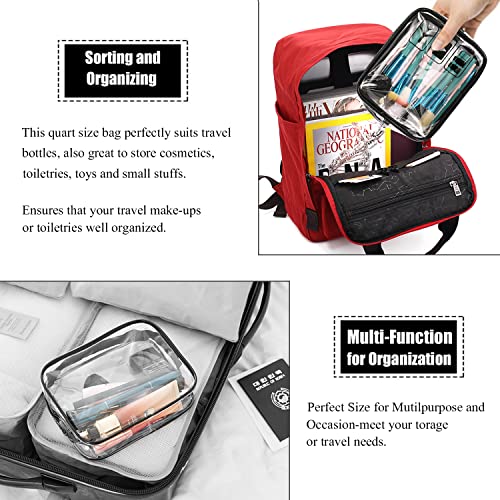 TSA Approved Toiletry Bag, 3 Pcs Clear Toiletries Bags Quart Size, Rose Red - color: Rose Red