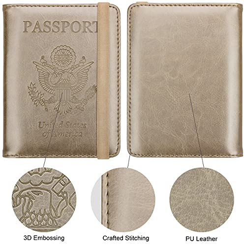 WALNEW Passport Holder for Travel, RFID Passport Wallet, Travel Essentials - color: A-Gold