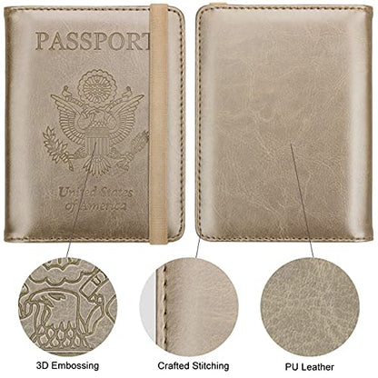 WALNEW Passport Holder for Travel, RFID Passport Wallet, Travel Essentials - color: A-Gold