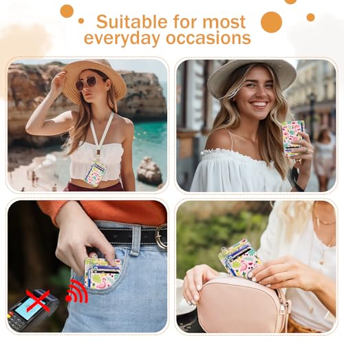 Yonlevres Flamingo Credit Card Holder Slim Wallet Women RFID Blocking Small - color: Flamingo