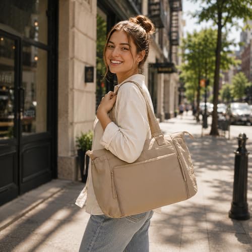 MOMINSIDE Diaper Bag Tote with Changing Pad Tote Diaper Bags Convertible Backpack pañaleras para bebe Large Baby Bag, Hospital Bag Mommy Bag Travel Diaper Bag for Mom, 16 Pockets (Khaki1) - color: Khaki 1