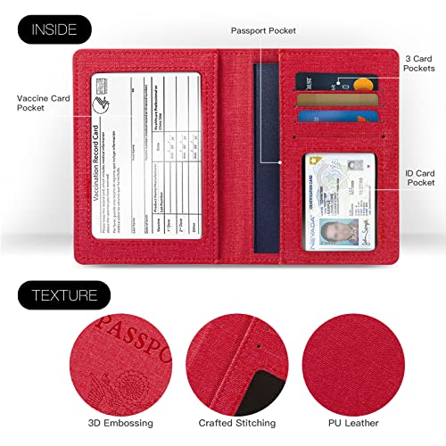 2 Pack Passport Holder For Women Kids, RFID Blocking Passport Wallet Red&Light purple - color: RoseRed&LightPurple, style: 2pack