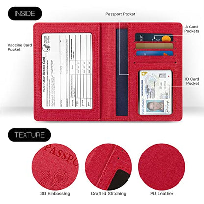 2 Pack Passport Holder For Women Kids, RFID Blocking Passport Wallet Red&Light purple - color: RoseRed&LightPurple, style: 2pack