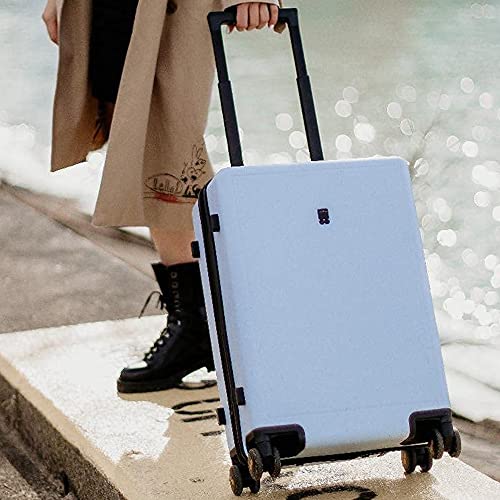 LEVEL8 Checked Luggage, 24 Inch Hardside Suitcase with Spinner Wheels - color: Light Blue, size: 24 Inch