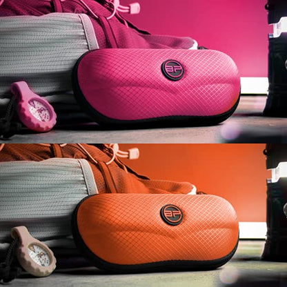 BLUPOND Sunglasses Case Semi Hard EVA Shell with Metal Hanging Hook Belt Clip Sun Glasses Storage - color: Pink/Orange