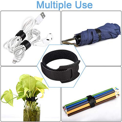 Nettbe 60 PCS 6 Inches Reusable Cable Ties, Adjustable Cord Straps Wire Organizer Cord Wrap and Hook Loop Cable Management (Pack of 3) - size: 6inches-60PCS (Pack of 3)