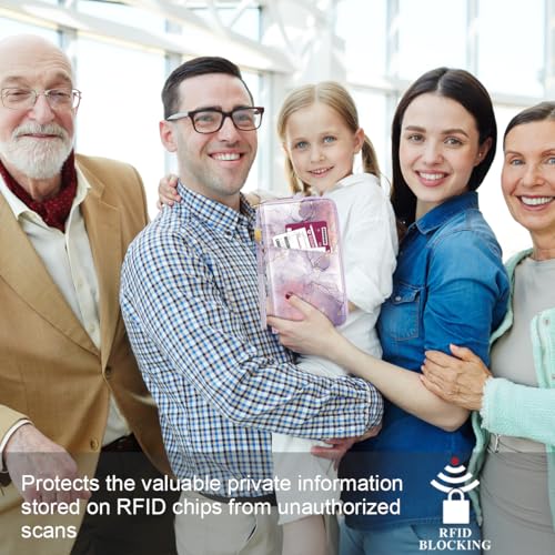 Family Passport Holder Wallet RFID Blocking Document Organizer - color: Smokey Purple