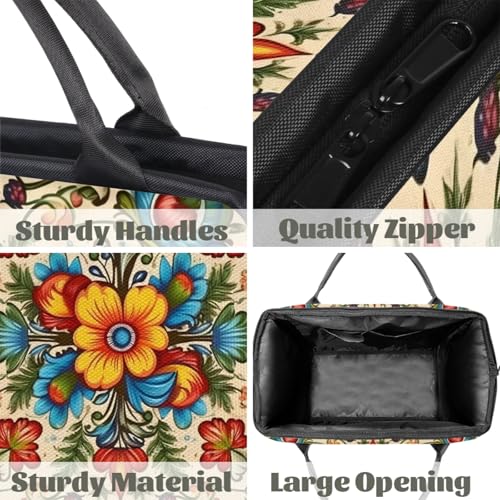 Tribal Flower Weekender Overnight Bag for Women Travel Gym Sport - color: D 008