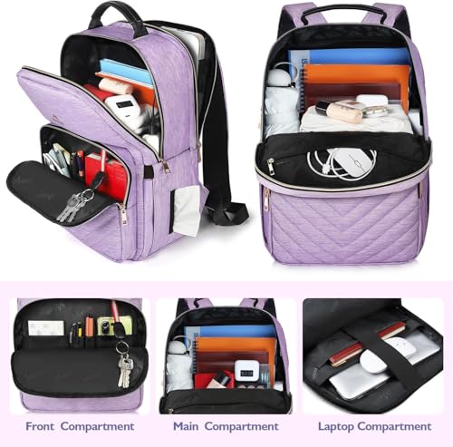 MATEIN 17 Inch Laptop Backpack, Womens College Backpack for School - color: Purple, size: 17inch