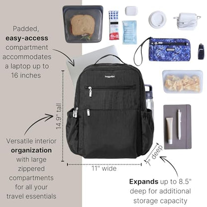 Baggallini Women's Tribeca Expandable Laptop Backpack, Black - color: Black