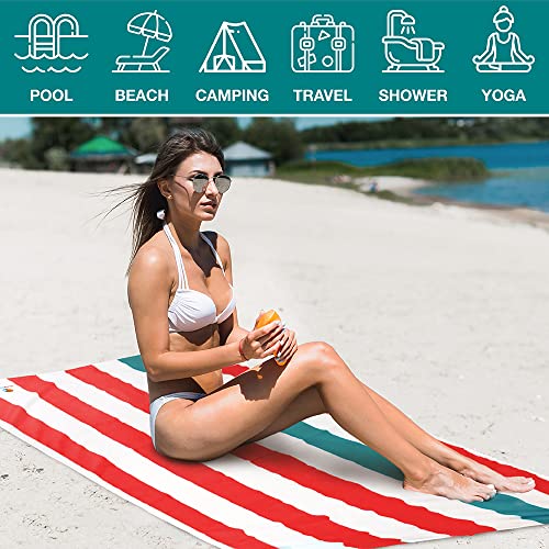 SUN CUBE Microfiber Beach Towel Quick Dry with Carry Bag, Red 78x35 Inch - color: Red, size: 78.00" x 35.00"