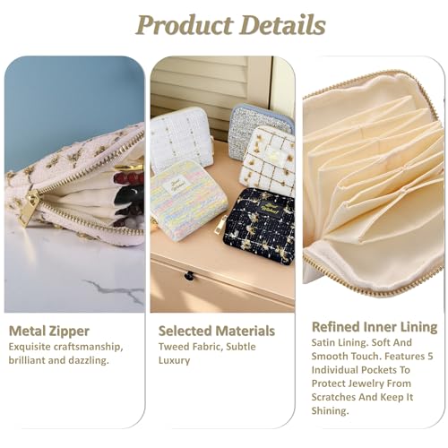 Jewelry Organizer Case, Small Travel Tweed Pouch, Portable(Lemon Yellow) - color: Lemon Yellow