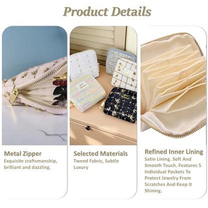 Jewelry Organizer Case, Small Travel Tweed Pouch, Portable(Lemon Yellow) - color: Lemon Yellow