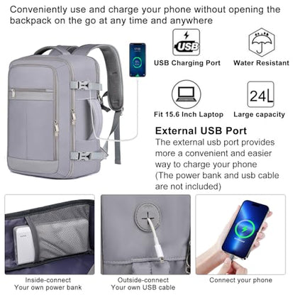 Personal Item Backpack for Women, 35L TSA Carry On Backpack Flight Approved - color: Light-grey, size: Large-25L