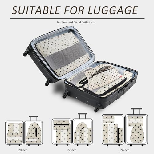 U+U 5 Set Packing Cubes, Travel Organizers with Shoe Bag (Polka Dot) - color: Polka Dot