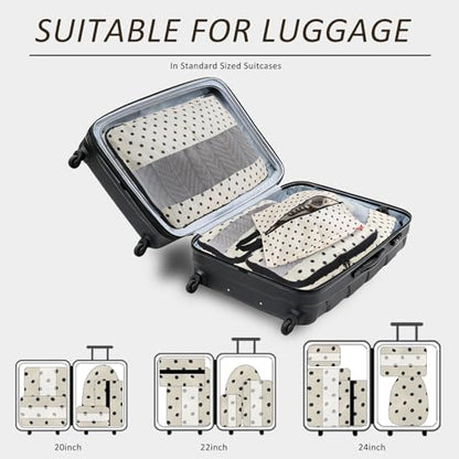 U+U 5 Set Packing Cubes, Travel Organizers with Shoe Bag (Polka Dot) - color: Polka Dot