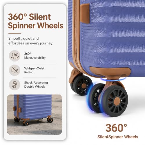 CONCEPTEN Luggage Sets 5 Piece, ABS+PC Hardshell Suitcases with Wheels - color: Slate Purple, size: 5 Piece Sets (20/24/28/Db/Tb)