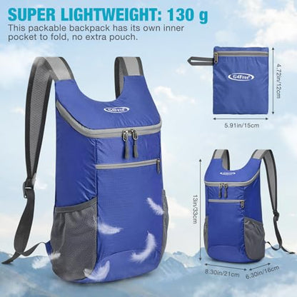 G4Free 10L Lightweight Packable Hiking Backpack, Nylon Daypack Daily Travel - color: Sapphire, size: Small