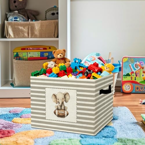 Rustic Elephant Football Storage Bins Boxes Handles - color: 021