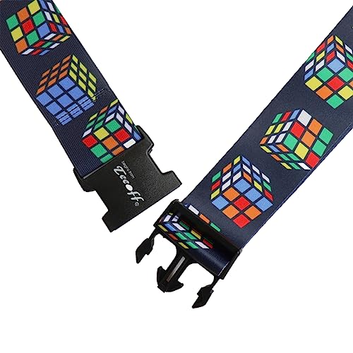 Teeoff 2 Pack Elastic Luggage Straps Suitcase Belts Travel Bag Accessories Adjustable 220CM (Magic Cube) - color: Magic Cube
