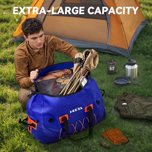 HEETA Waterproof Duffel Bag Travel Motorcycle Dry Bag Backpack 60L/80L/110L - color: Navy Blue, size: 80L