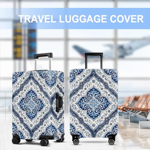 Blue Pattern Luggage Cover Washable Suitcase Protector Anti-scratch Suitcase cover Fits 32-34 Inch Luggage XL - color: Blue pattern, size: XL(32-34inch suitcase)