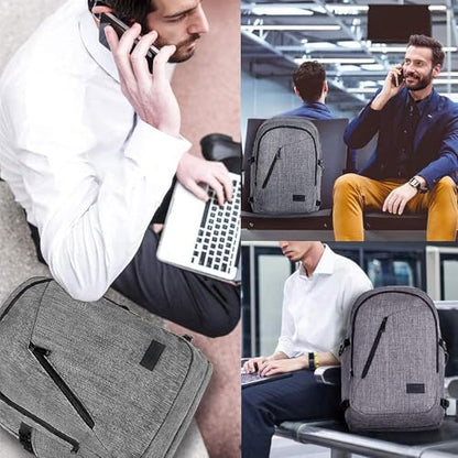 Mancro 17.3 Inch Business Laptop Backpack Anti-Theft Travel Backpack - color: Grey, size: 17.3 inch