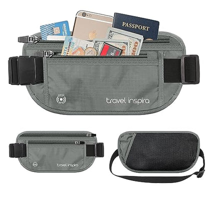 Money Belt Travel Fancy Pack with Slim Anti-Theft RFID Blocking - color: Gray