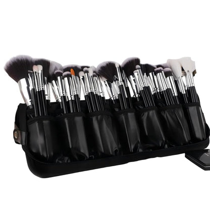 Professional Makeup Brush Organizer Bag PU Leather Travel Case | Multiple pockets portable case, safely store and protect brushes for makeup artists