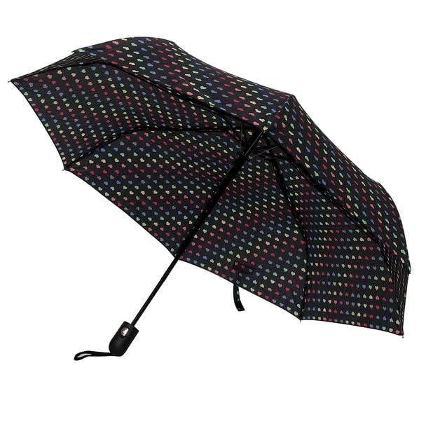 Nollia Compact Travel Umbrella with Auto Open – Windproof Folding Umbrella, Lightweight & Portable for Rain - color: Rainbow Heart
