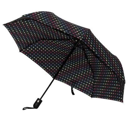 Nollia Compact Travel Umbrella with Auto Open – Windproof Folding Umbrella, Lightweight & Portable for Rain - color: Rainbow Heart