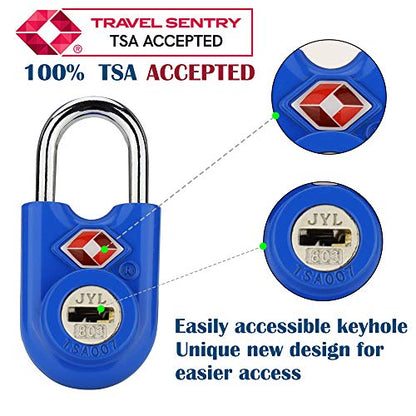 SURE LOCK Mini TSA Approved Keyed Luggage Lock – One Key Opens All, Fits Tight Zipper Gaps & Small Pull Holes, Compact Travel Lock for Suitcases, Backpacks & Handbags - color: BLUE 2 PACK
