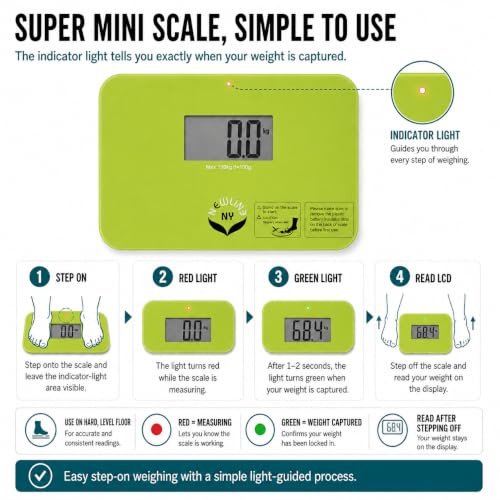 600 Super Mini Travel Bathroom Scale, 330 lb, Green - color: Green