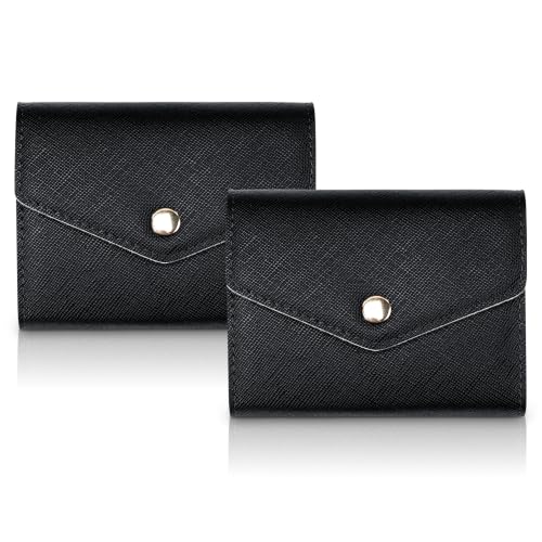 Sodsay Credit Card Holder for Women with RFID Blocking, Slim Black Accordion Travel Wallet, Compact Travel & Business Wallet with Secure Snap Closure - color: Black