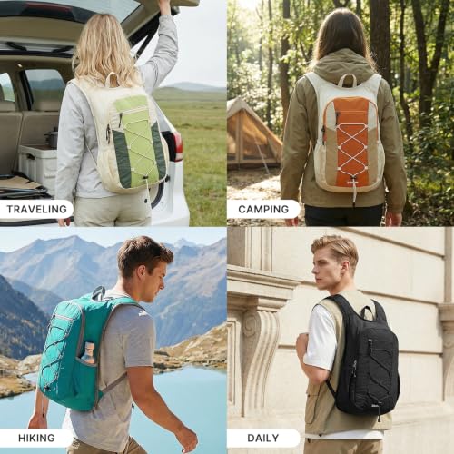 G4Free 20L Lightweight Packable Hiking Backpack for Women Men - color: Beige+lime Green+forest Green
