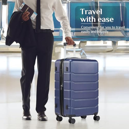 OLIXIS 28 Inch Luggage, Hardside Checked Suitcase with Spinner Wheels, Lightweight ABS Hard Shell Travel Luggage, TSA Approved Lock, Expandable Large Suitcase for Business & Travel–Blue - color: Blue, size: 28 IN