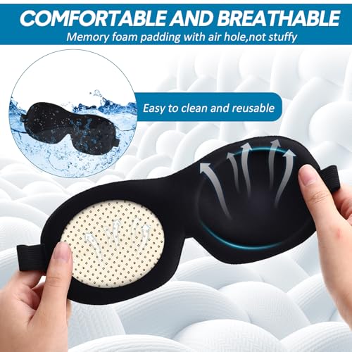 Chicingyou 50 Pack 3D Blackout Sleep Mask Side Sleeper Zero Eye Pressure | Contoured for Lash Extensions, Adjustable Strap, Complete Light Blocking, Soft Breathable Fabric, Travel Essential