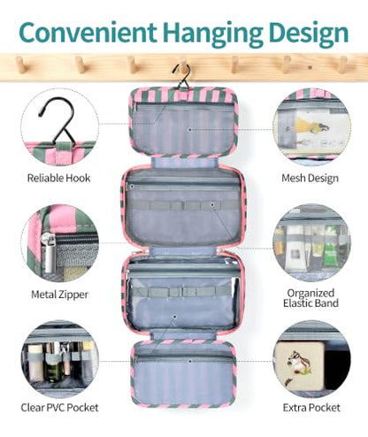 Personalized Travel Hanging Toiletry & Makeup Bag Striped Green D - color: Striped Green, size: D