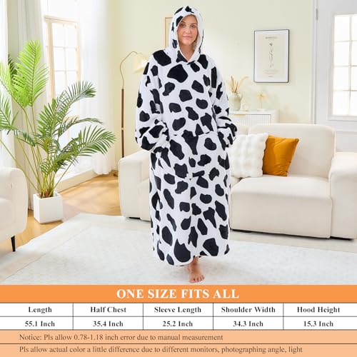 Moinlizy Oversized Wearable Blanket Hoodie for Women Men - color: Cow