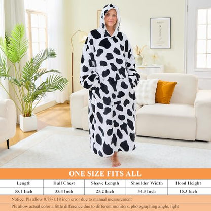 Moinlizy Oversized Wearable Blanket Hoodie for Women Men - color: Cow