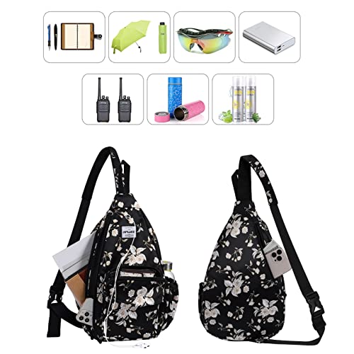 Backpack Sling for Women Anti-Water Crossbody Bag Inclined Adjustable Pack - color: Beige Flower